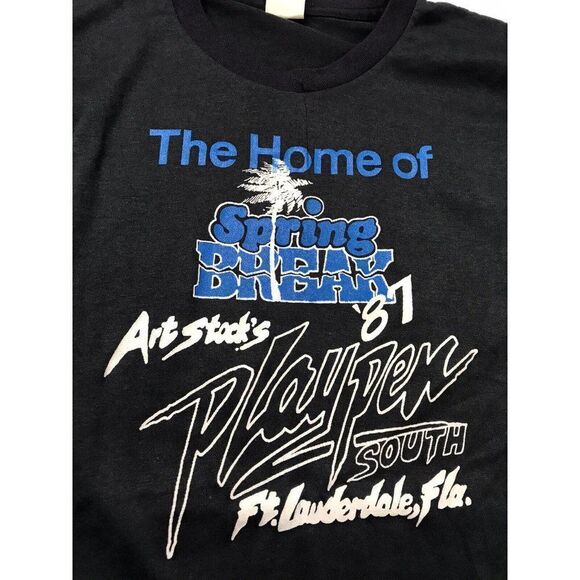 VTG Spring Break 1987 Art Stock's Playpen South T-shirt Men S 80s Single Stitch - Picture 2 of 10